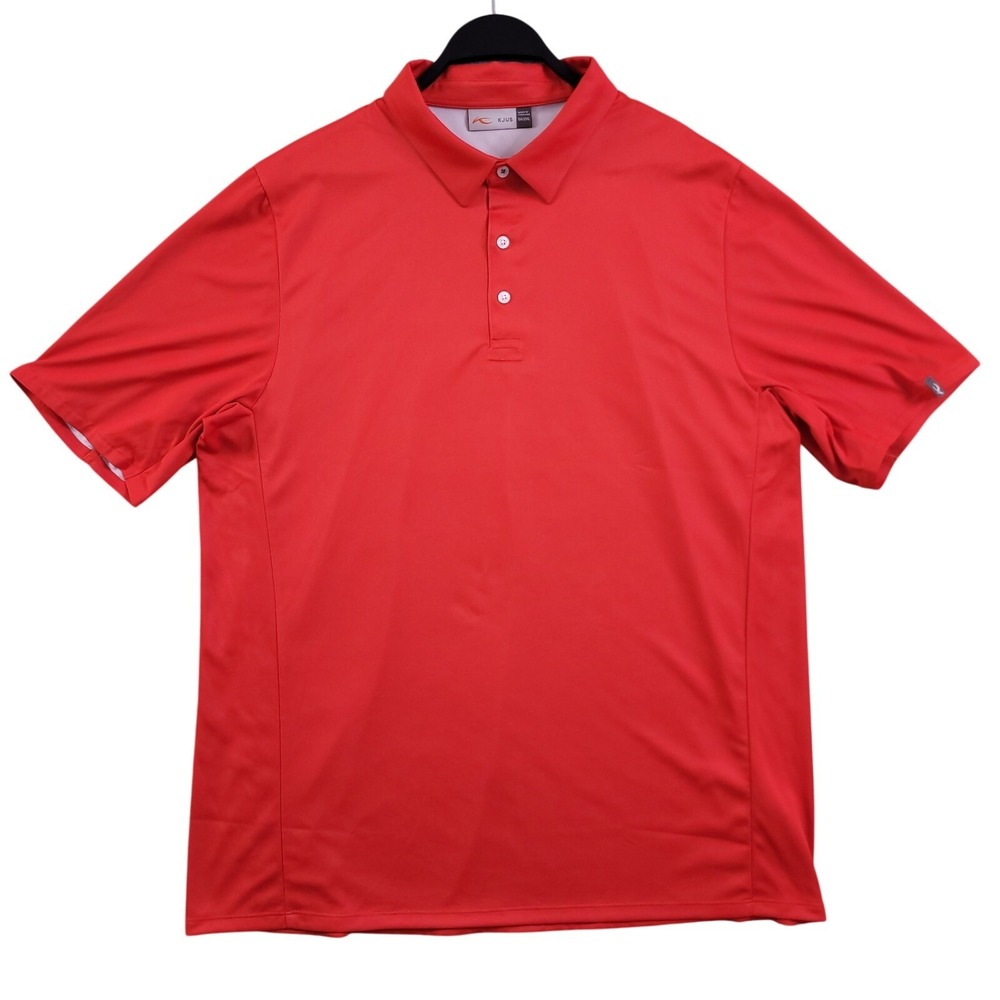 KJUS Polo Shirt Mens 2XL 56 Red Solid Performance Golf Shelter DWR No Logos